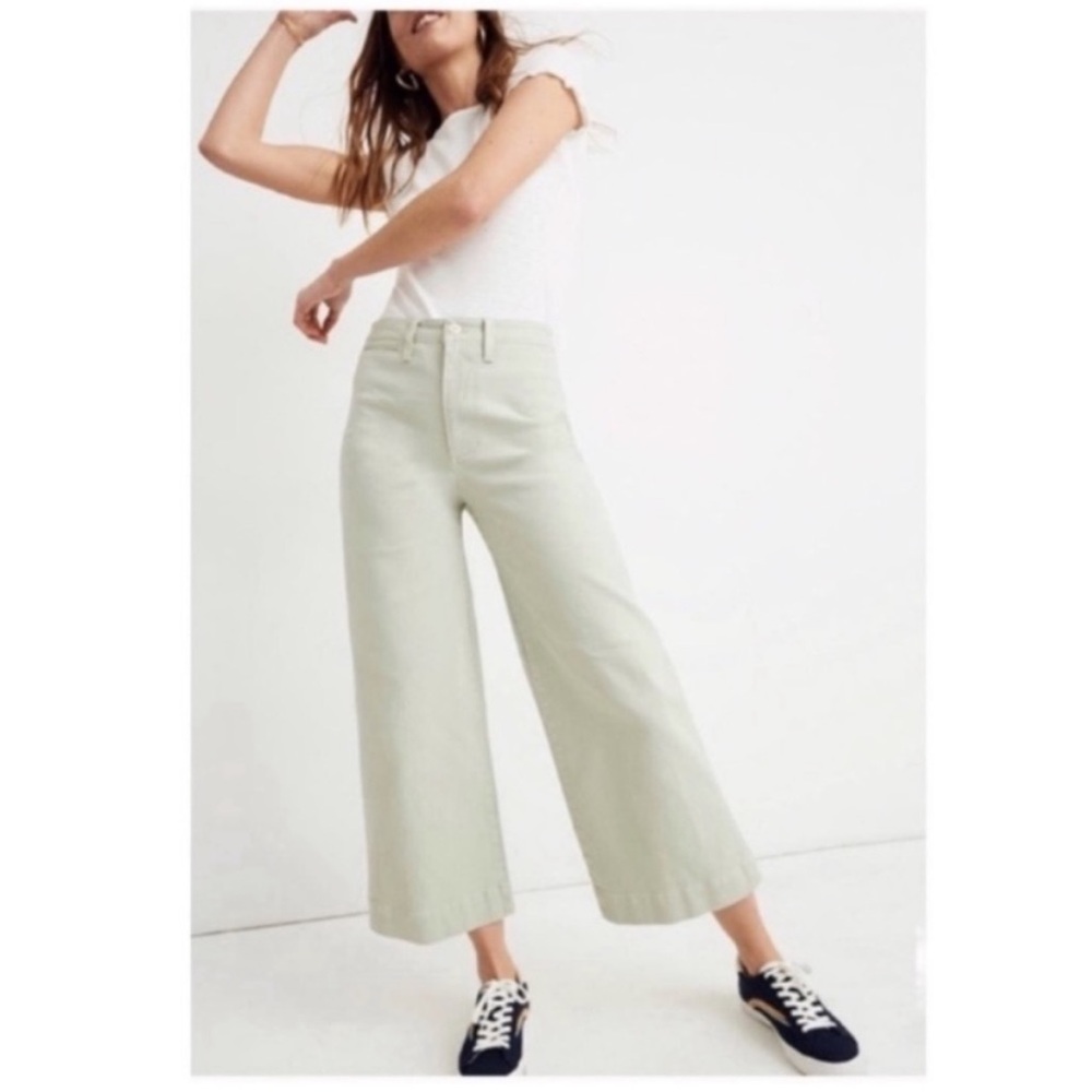Madewell Emmett Wide Leg High Waist Crop Pants in Sea Haze Green S